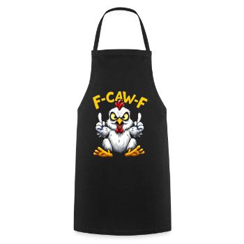 Fighting Chicken F-C-A-W-F Cartoon - Cooking Apron - black - Front - AI Model Male 185 dark (185cm)