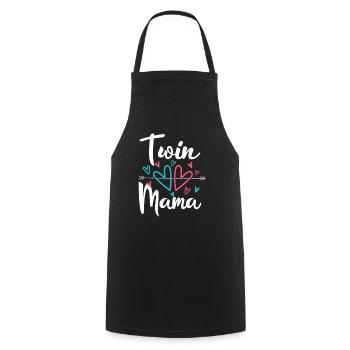 Twin Mom Pregnancy Mom of Twins - Cooking Apron - black - Front - AI Model Male 185 dark (185cm)