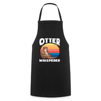 Sea Otter Cartoon Retro Whisperer - Cooking Apron - black - Front - AI Model Male 185 dark (185cm)