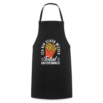 Totally underpommest encore une fois – blague sur les frites - Tablier de cuisine - noir - Devant - AI Model Male 185 dark (185cm)
