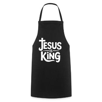 Jesus Is King Christlich Kreuz Glaube - Kochschürze - Schwarz - Vorne - AI Model Male 185 dark (185cm)