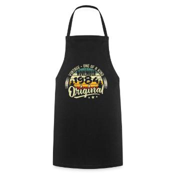 Vintage Novembre 1984 Original Novembre 1984 - Tablier de cuisine - noir - Devant - AI Model Male 185 dark (185cm)