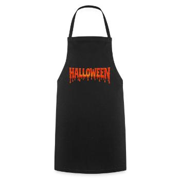 Dripping Halloween Schrift in Blutorange - Kochschürze - Schwarz - Vorne - AI Model Male 185 dark (185cm)