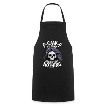 F-GAW-F Absolutely Nothing Skull Raven - Cooking Apron - black - Front - AI Model Male 185 dark (185cm)