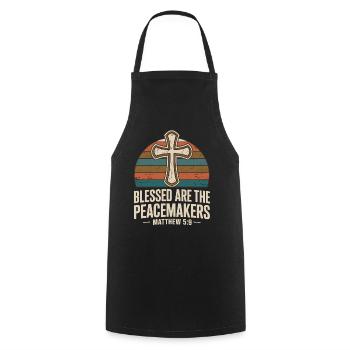  Gesegnet Sind Die Friedensstifter Matthäus 5:9 - Cooking Apron - black - Front - AI Model Male 185 dark (185cm)