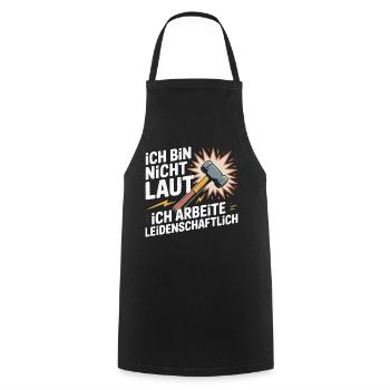 Leidenschaft statt Lärm – Hammer Motiv - Kochschürze - Schwarz - Vorne - AI Model Male 185 dark (185cm)