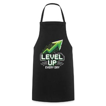 Level Up Every Day – Gamer Motivation Shirt - Kochschürze - Schwarz - Vorne - AI Model Male 185 dark (185cm)