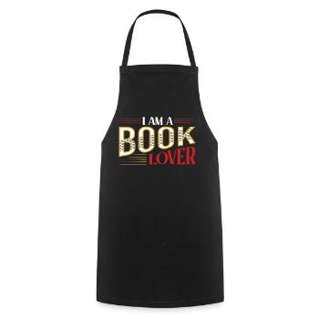 I'm a book lover retro typography - Cooking Apron - black - Front - AI Model Male 185 dark (185cm)