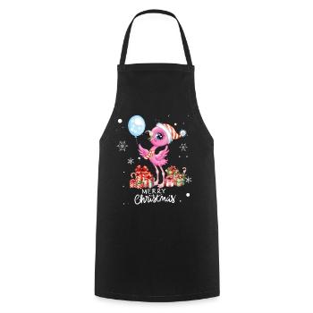 Flamingo zu Weihnachten. Weihnachtsgeschenk - Kochschürze - Schwarz - Vorne - AI Model Male 185 dark (185cm)