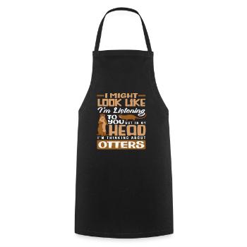 Thinking About Otter Sea Otter Cartoon - Cooking Apron - black - Front - AI Model Male 185 dark (185cm)