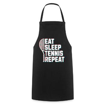 Tennis Manger dormir tennis glitch effet - Tablier de cuisine - noir - Devant - AI Model Male 185 dark (185cm)