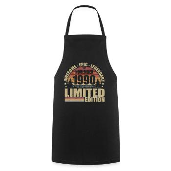 November 1990 Limited Edition Retro November 1990 - Cooking Apron - black - Front - AI Model Male 185 dark (185cm)