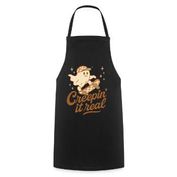Creepin It Real Funny Halloween Ghost Skateboard - Cooking Apron - black - Front - AI Model Male 185 dark (185cm)