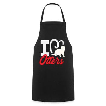 I Heart Otters Sea Otter Cartoon - Cooking Apron - black - Front - AI Model Male 185 dark (185cm)