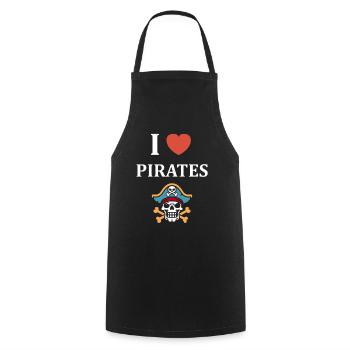 Jadore Pirates Tete de Mort - Tablier de cuisine - noir - Devant - AI Model Male 185 dark (185cm)