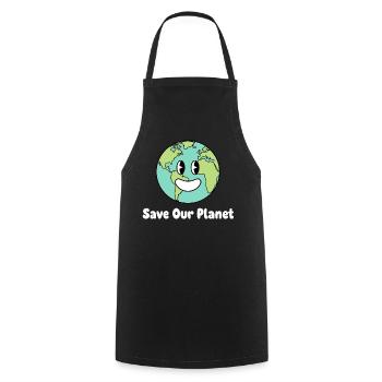 Lächelnde Erde Save Our Planet - Kochschürze - Schwarz - Vorne - AI Model Male 185 dark (185cm)