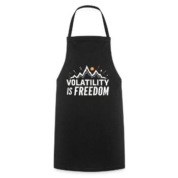 Volatility is Freedom – Bitcoin Crypto Spruch - Kochschürze - Schwarz - Vorne - AI Model Male 185 dark (185cm)