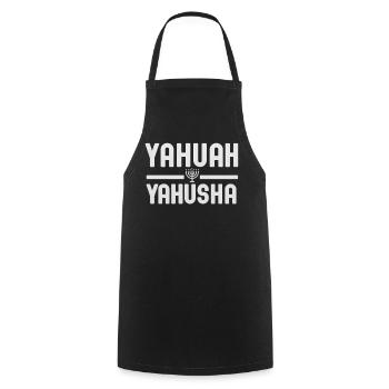 Yahuwah Yahusha Schriftzug Mit Menorah - Kochschürze - Schwarz - Vorne - AI Model Male 185 dark (185cm)