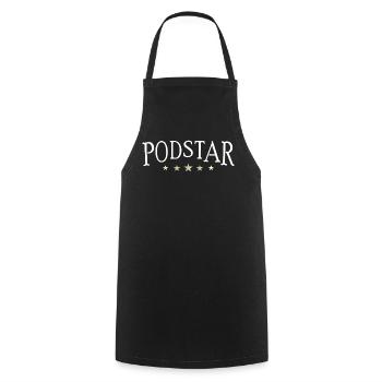 Podstar, 5 Sterne Podcaster  - Kochschürze - Schwarz - Vorne - AI Model Male 185 dark (185cm)