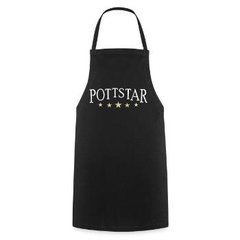 Pottstar, Star aus dem Ruhrpott oder am Kochtopf - Kochschürze - Schwarz - Vorne - AI Model Male 185 dark (185cm)