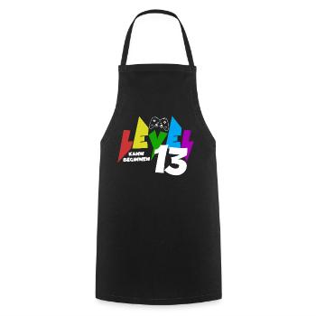 Level 13 Farbiges Gaming Motiv zum 13.Geburtstag - Kochschürze - Schwarz - Vorne - AI Model Male 185 dark (185cm)