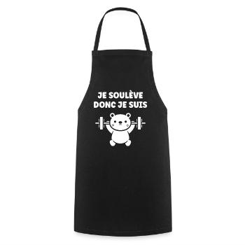 Je Soulève Donc Je Suis - Tablier de cuisine - noir - Devant - AI Model Male 185 dark (185cm)