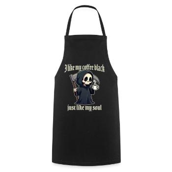 Ich mag meinen Kaffee schwarz, genau wie meine Seele - Kochschürze - Schwarz - Vorne - AI Model Male 185 dark (185cm)