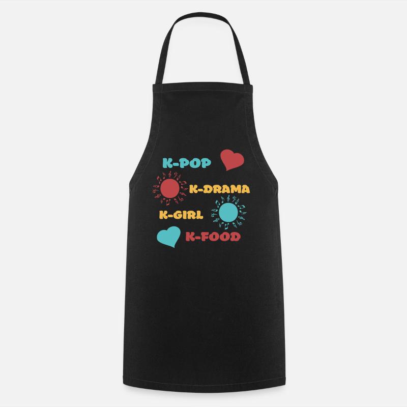 K-pop k-drama 3 couleurs custom - Tablier de cuisine - noir