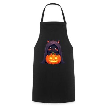 Halloween Cat with Halloween Pumpkin - Cooking Apron - black - Front - AI Model Male 185 dark (185cm)