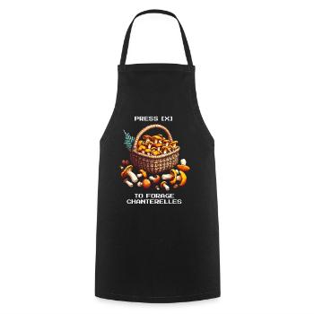 Press [X] to collect | Chanterelles Foraging - Cooking Apron - black - Front - AI Model Male 185 dark (185cm)