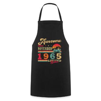 November 1965 Limited Edition Retro November 1965 - Cooking Apron - black - Front - AI Model Male 185 dark (185cm)