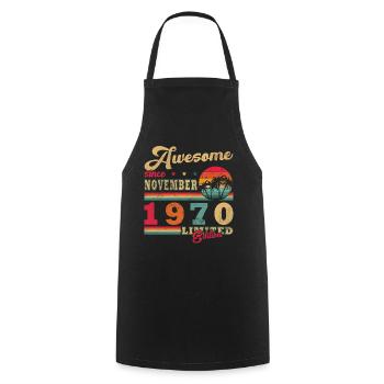 November 1970 Original Edition Vintage November - Cooking Apron - black - Front - AI Model Male 185 dark (185cm)