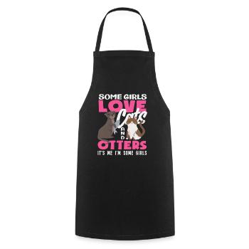 Filles, je suis une fille, loutre de mer, dessin animé - Tablier de cuisine - noir - Devant - AI Model Male 185 dark (185cm)