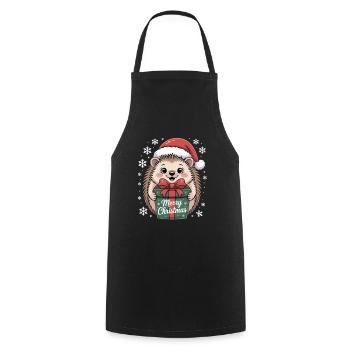 Hérisson Noël Joyeux Noël Cadeau - Tablier de cuisine - noir - Devant - AI Model Male 185 dark (185cm)