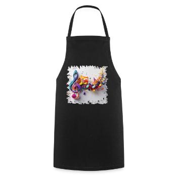 Colorful Musical Notes Art Motif - Cooking Apron - black - Front - AI Model Male 185 dark (185cm)