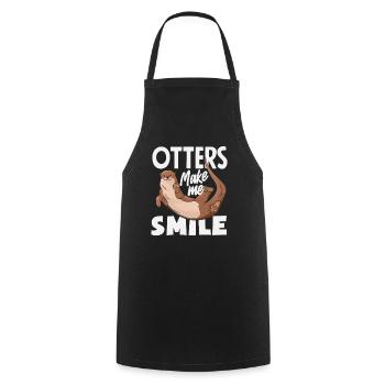 dessin animé de loutre de mer souriante - Tablier de cuisine - noir - Devant - AI Model Male 185 dark (185cm)