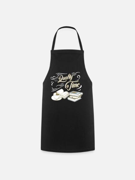 Quality Time Coffee and Books - Cooking Apron - black