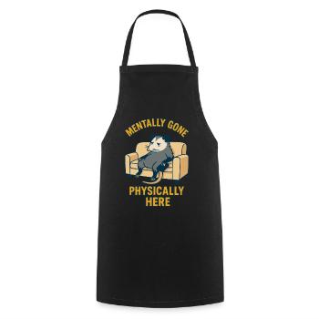 Mentally Gone Physically Here Funny Possum - Cooking Apron - black - Front - AI Model Male 185 dark (185cm)