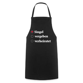 Relationship Status Selection Single with Heart Symbol - Cooking Apron - black - Front - AI Model Male 185 dark (185cm)