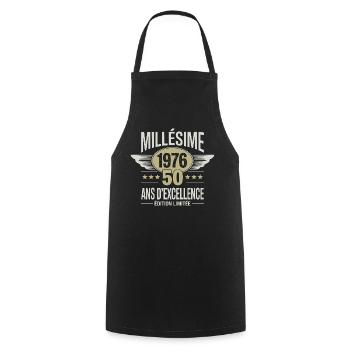 Vintage 1976 50 Years of Excellence Limited Edition - Cooking Apron - black - Front - AI Model Male 185 dark (185cm)