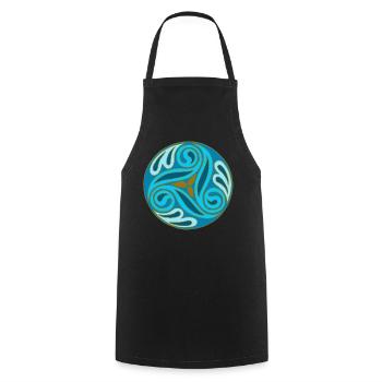 Blue Celtic Sphere - Cooking Apron - black - Front - AI Model Male 185 dark (185cm)
