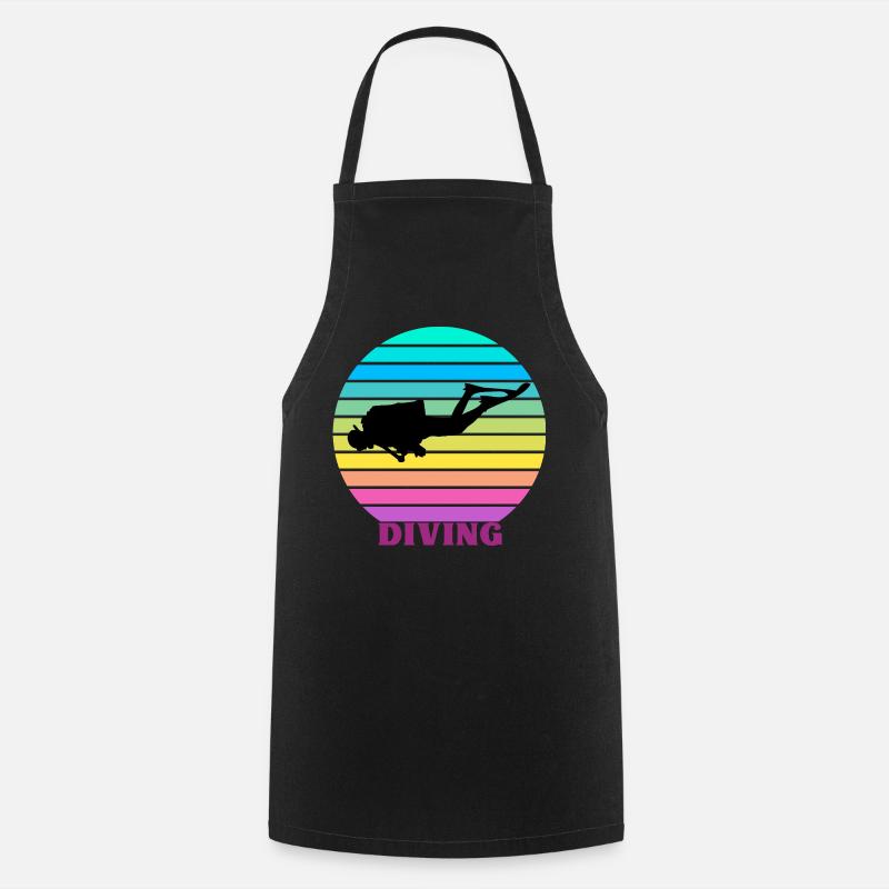 Diving Retro - Cooking Apron - black