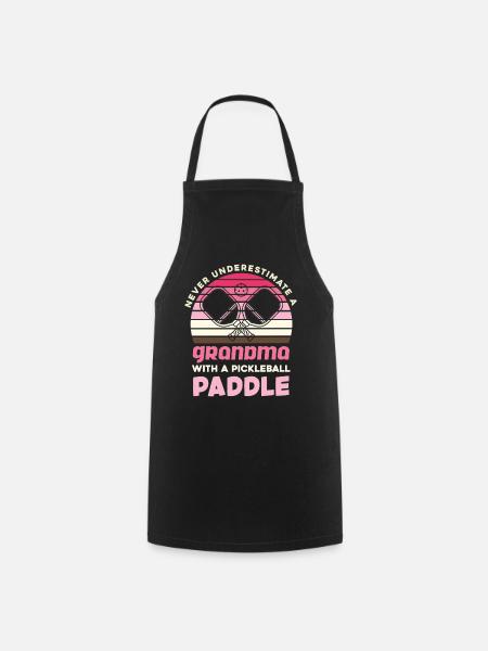 Oma mit Pickleball-Paddel Retro - Kochschürze - Schwarz