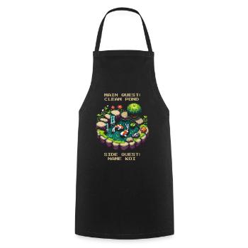 Quête principale : Nettoyage de l’étang | Étang de jardin de carpes koï - Tablier de cuisine - noir - Devant - AI Model Male 185 dark (185cm)