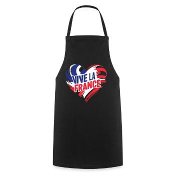 Tricolor heart Vive La France - Cooking Apron - black - Front - AI Model Male 185 dark (185cm)
