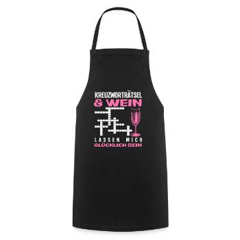 Crossword Puzzle Wine Happy Be Humor - Cooking Apron - black - Front - AI Model Male 185 dark (185cm)