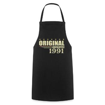 1991 Anniversaire - 1991 - Tablier de cuisine - noir - Devant - AI Model Male 185 dark (185cm)
