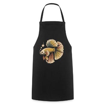 Betta Color Explosion Fish - Cooking Apron - black - Front - AI Model Male 185 dark (185cm)
