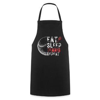 Eat Sleep Tennis Repeat - Cooking Apron - black - Front - AI Model Male 185 dark (185cm)