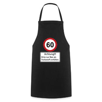 60 Achtung nur Bier als Treibstoff einfüllen - Kochschürze - Schwarz - Vorne - AI Model Male 185 dark (185cm)